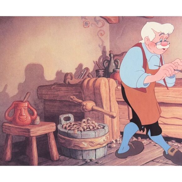 Vintage Framed Disney Pinocchio Art Print 19x31 Classic 1990s Animation Decor - Picture 3 of 7